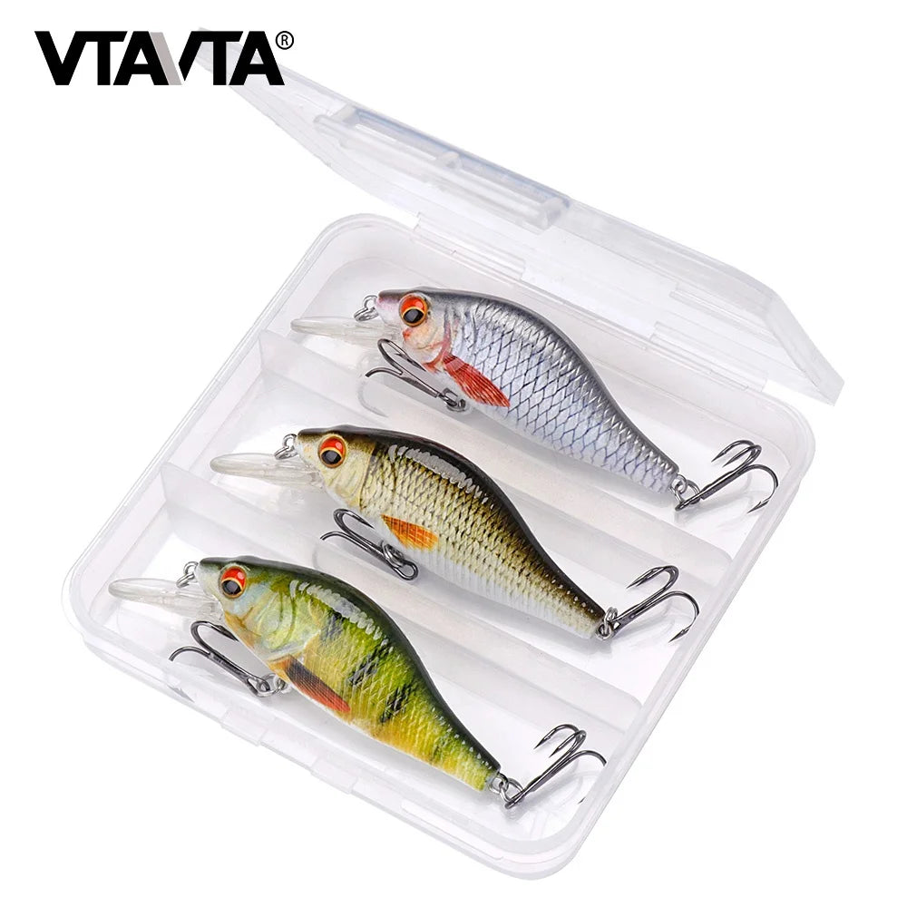 3pcs Floating Wobbler With Fishing Tackle Boxes Crankbaits