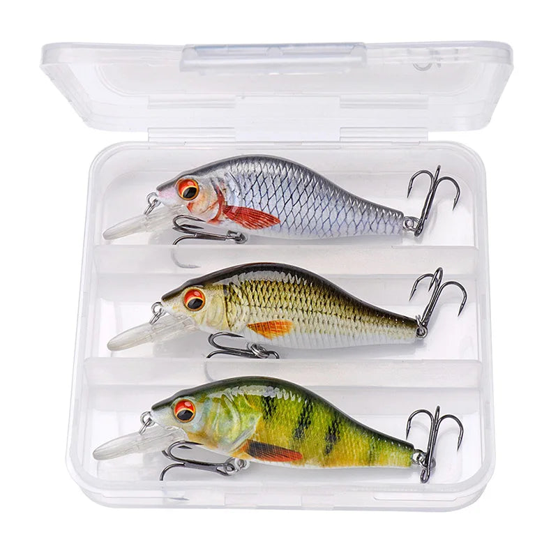 3pcs Floating Wobbler With Fishing Tackle Boxes Crankbaits