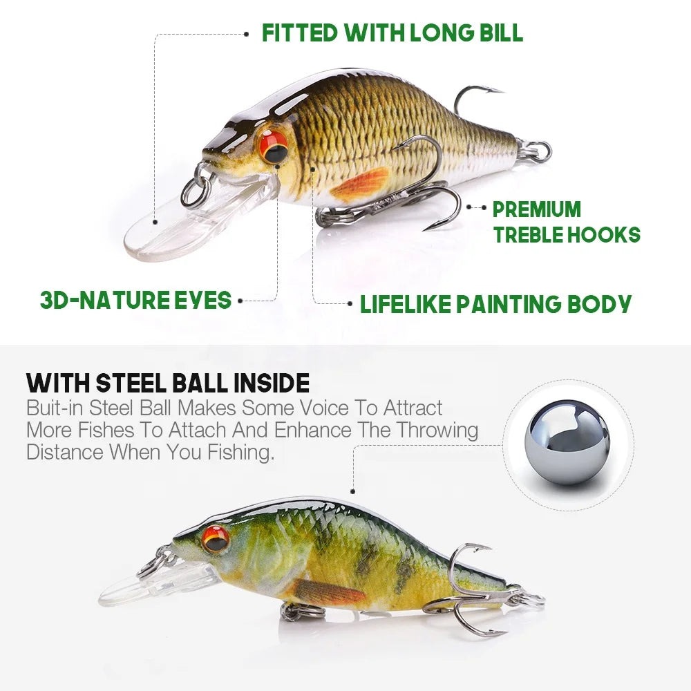 3pcs Floating Wobbler With Fishing Tackle Boxes Crankbaits