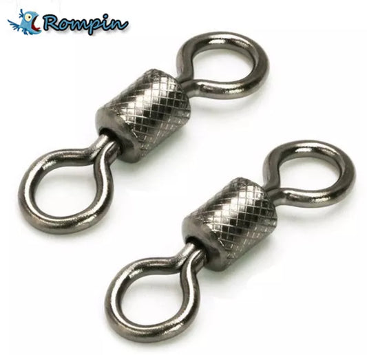 Rompin 50pcs/Lot Fishing Swivels Ball Bearing Swivel With Safety Snap Solid Ring