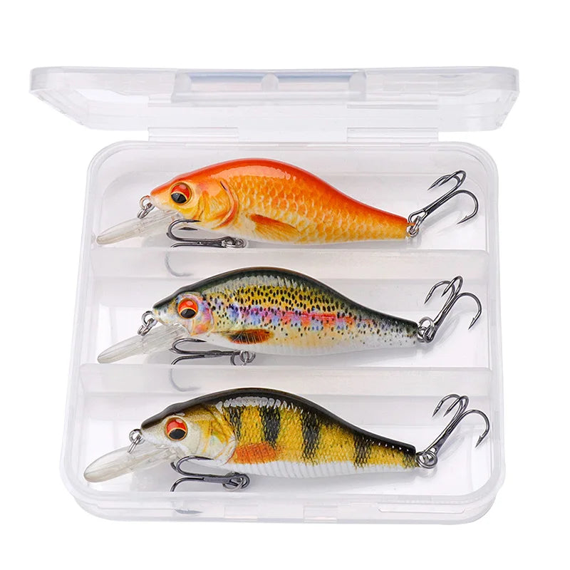 3pcs Floating Wobbler With Fishing Tackle Boxes Crankbaits